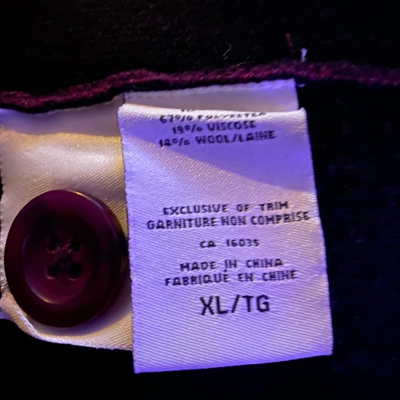 Catherine Malandrino Wool Blend Sweater XL - burgundy and black - Picture 5 of 5